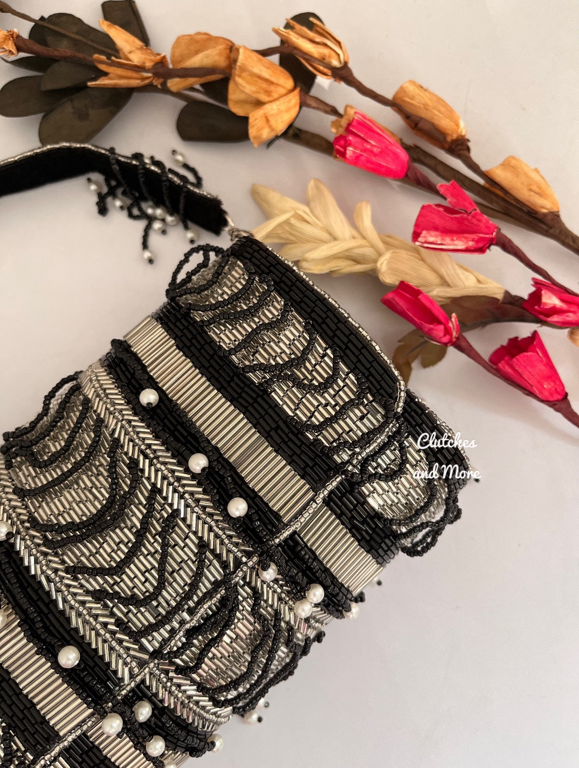 Amara Black Silver Flap Bag