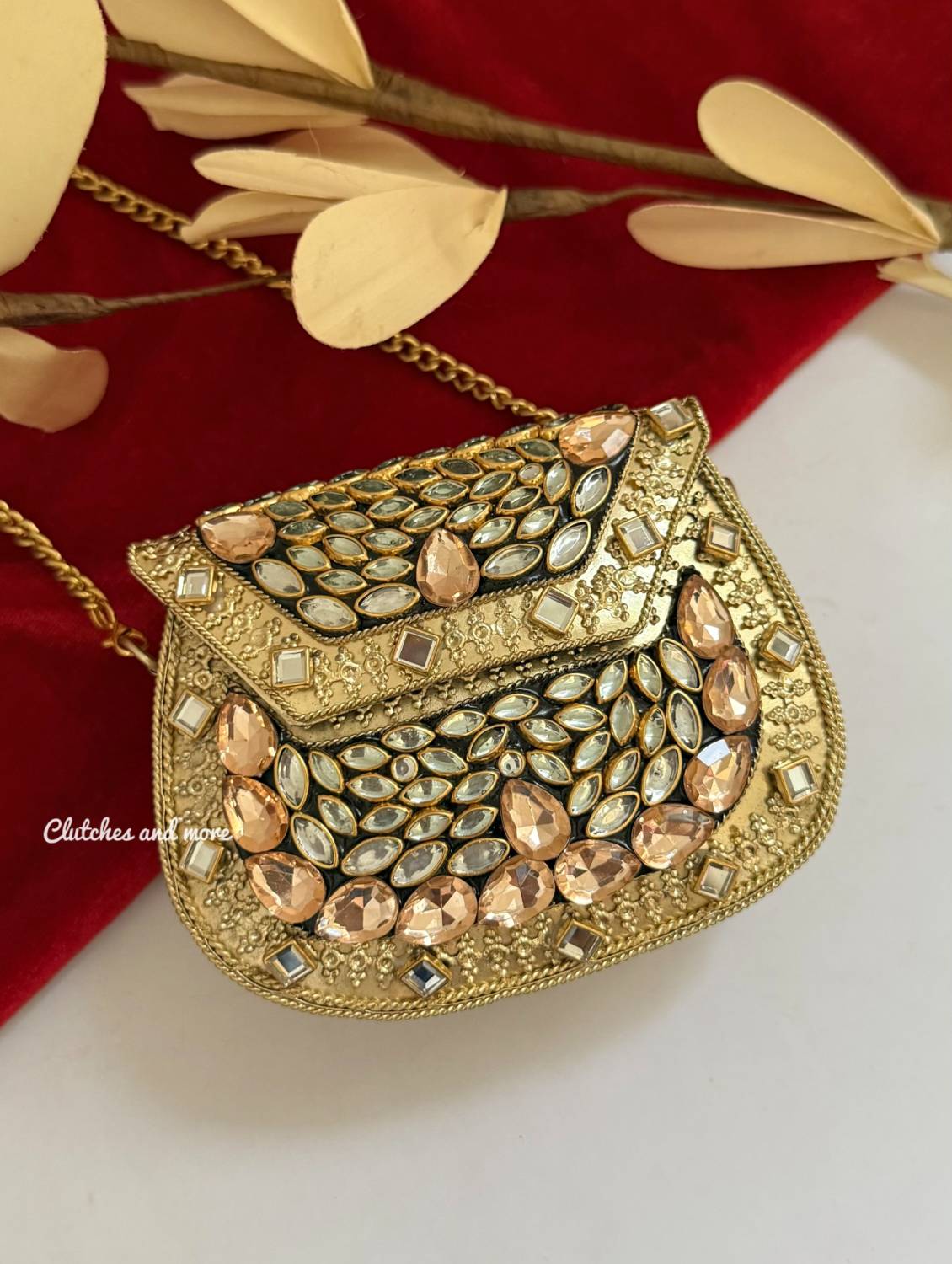 Kasika Kundan Brass Clutch Mini