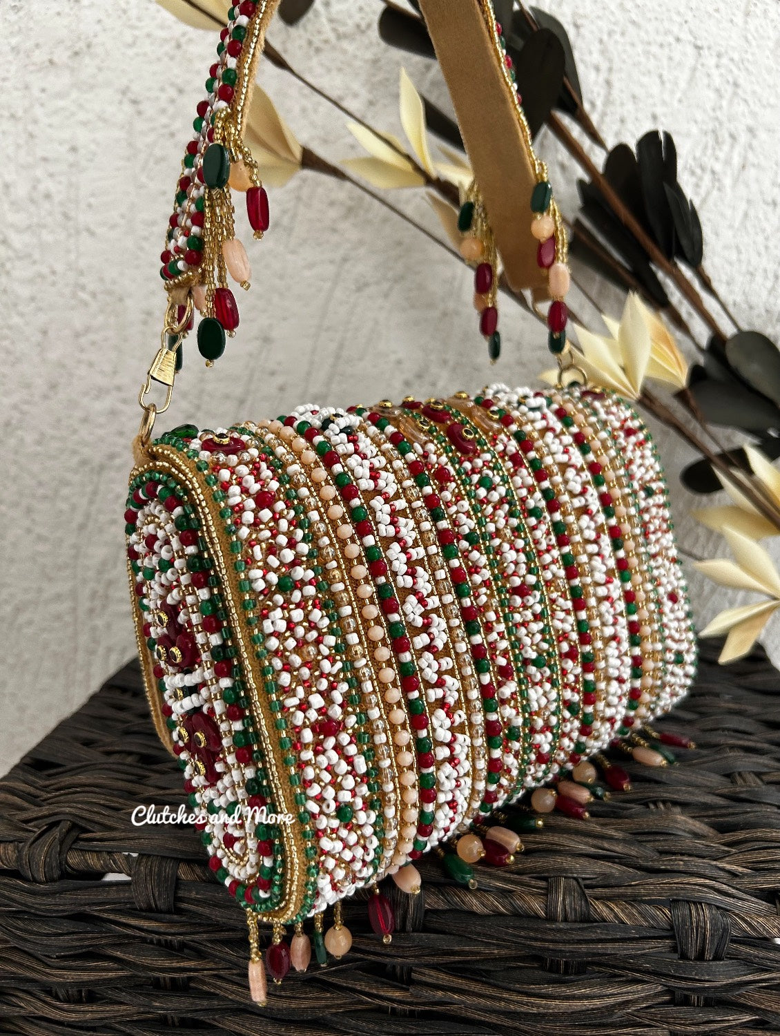 Luxe Multicolored Beaded Flap Bag