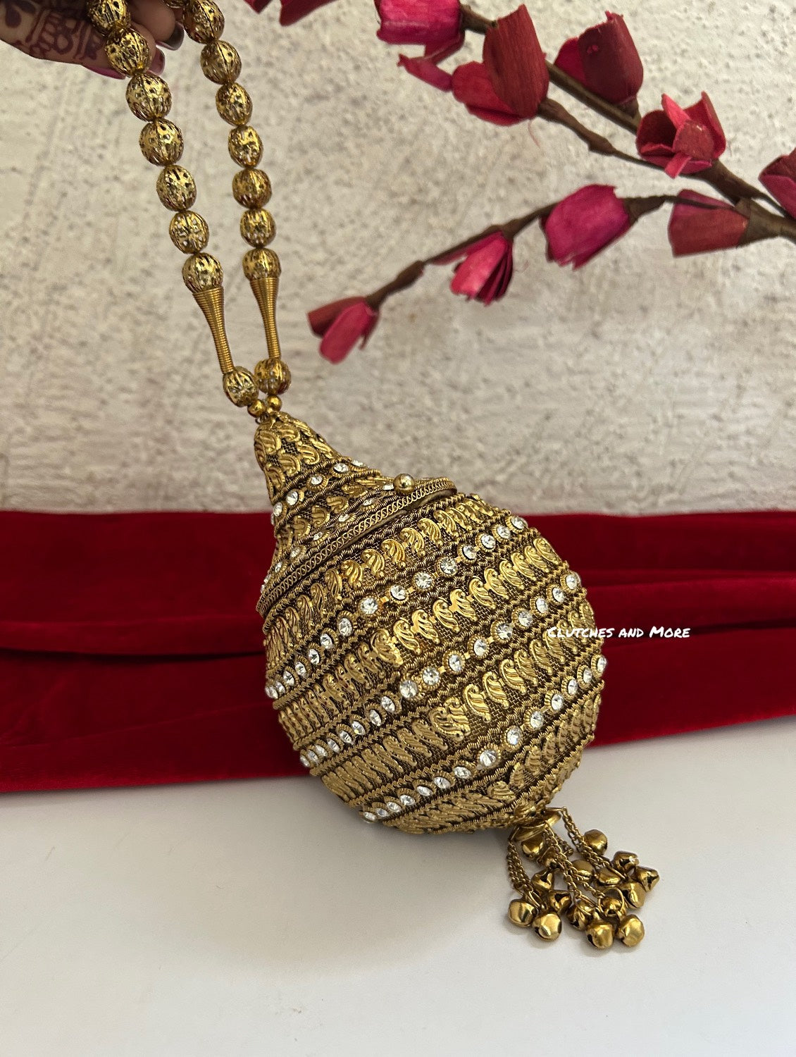 Mini Metal Potli Bag Dark Gold