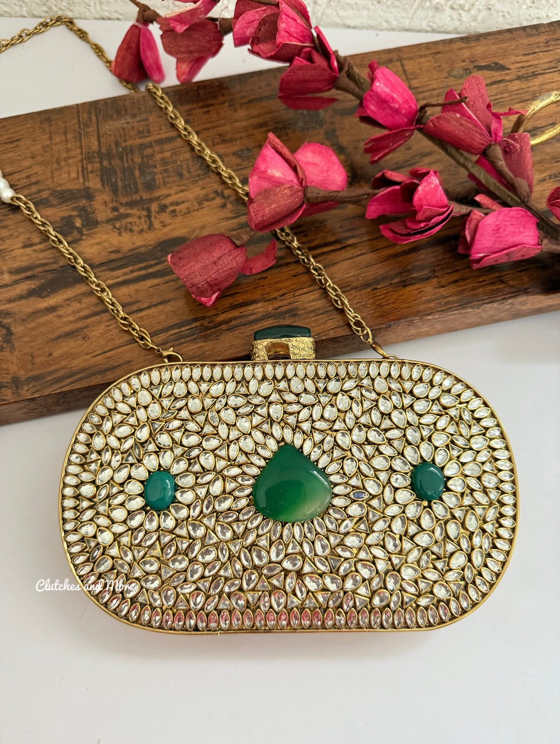 Aadya Kundan Mother of pearl luxury clutch
