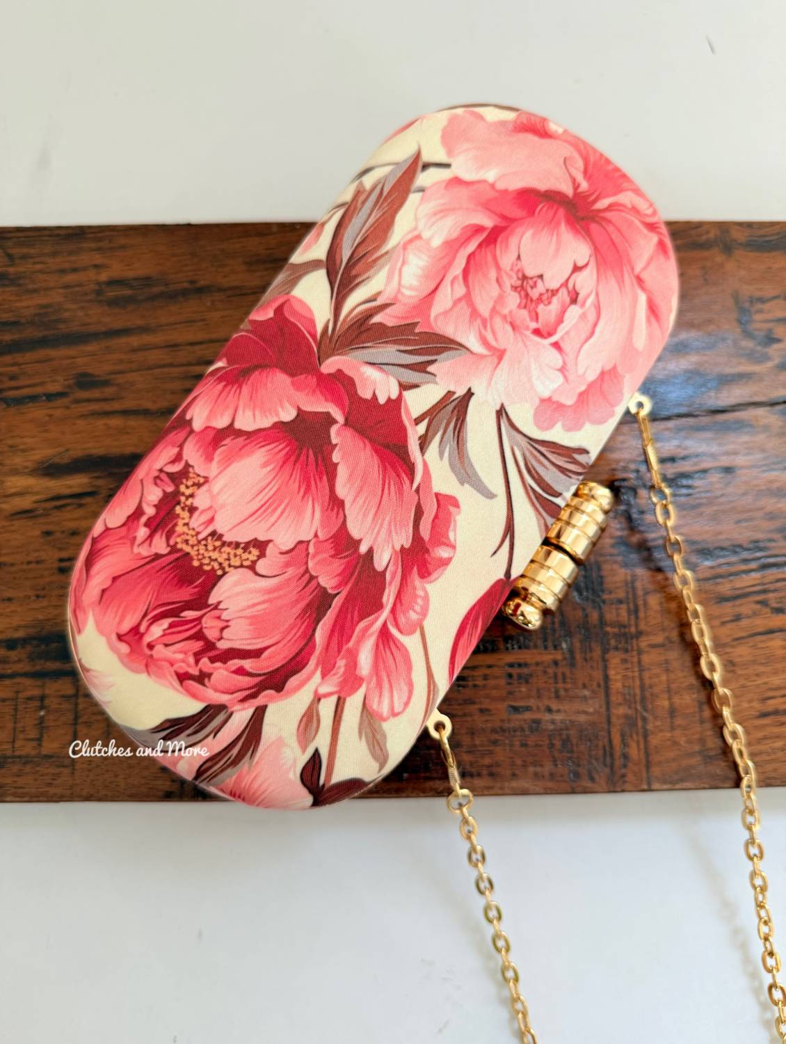Poppy Floral Capsule Clutch Ivory Base