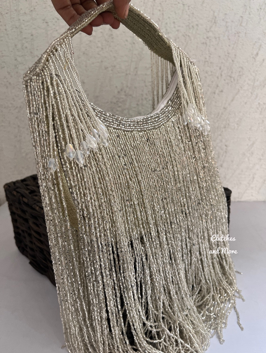 Luxe Moon Fringes Bag Silver