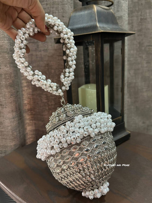 Pearl Metal Potli Bag Silver