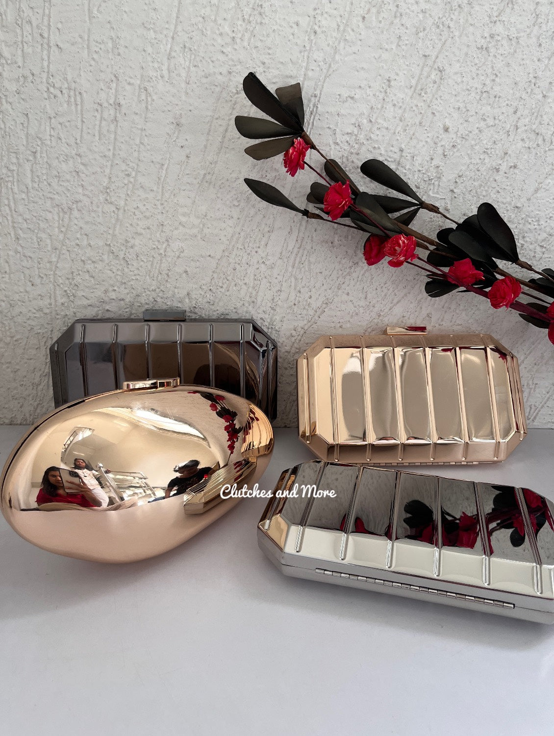 Capsule Deconstructed Metal Reflector Clutch Gold