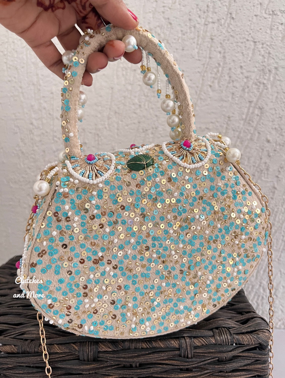 Boho Pearl Flap Bag Ivory