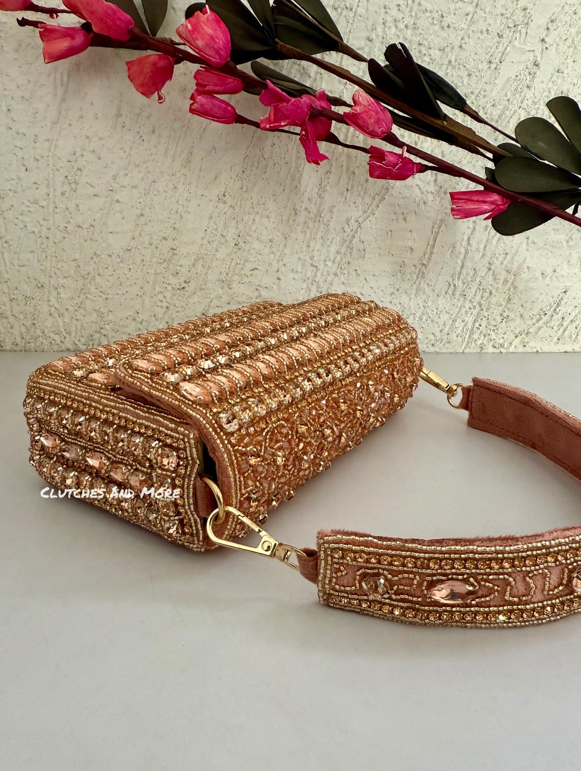 Gauhar Diamond Studded Bag Rose Gold
