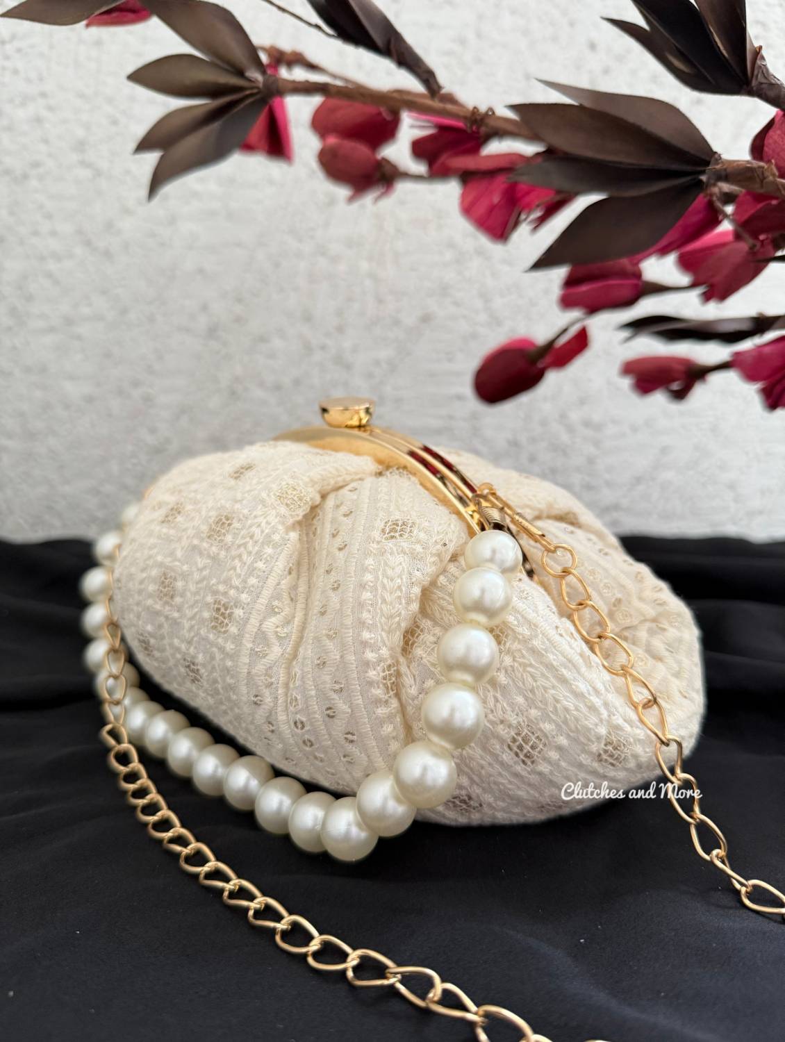 White Chikankari Batua Bag