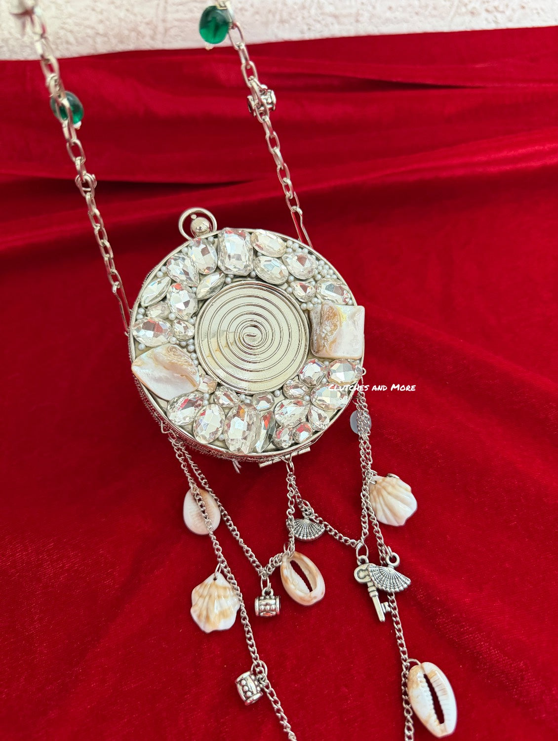 Mini Mother of Pearl Clutch Round Silver