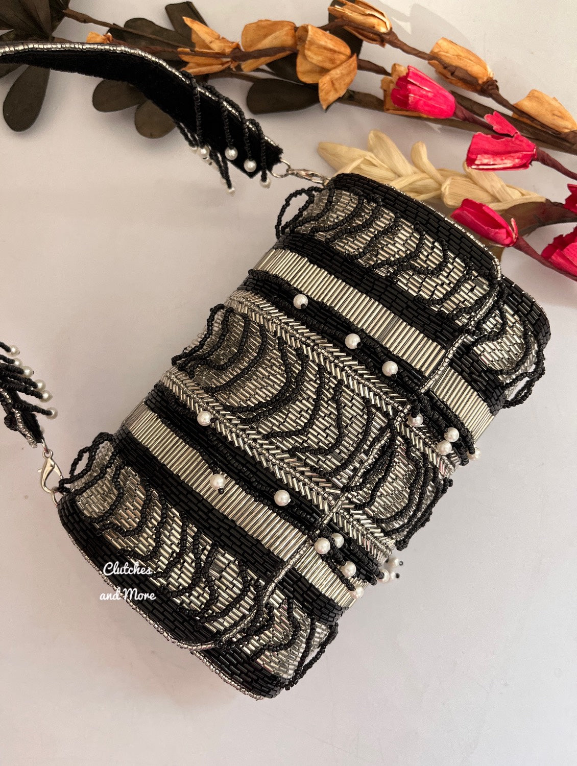Amara Black Silver Flap Bag