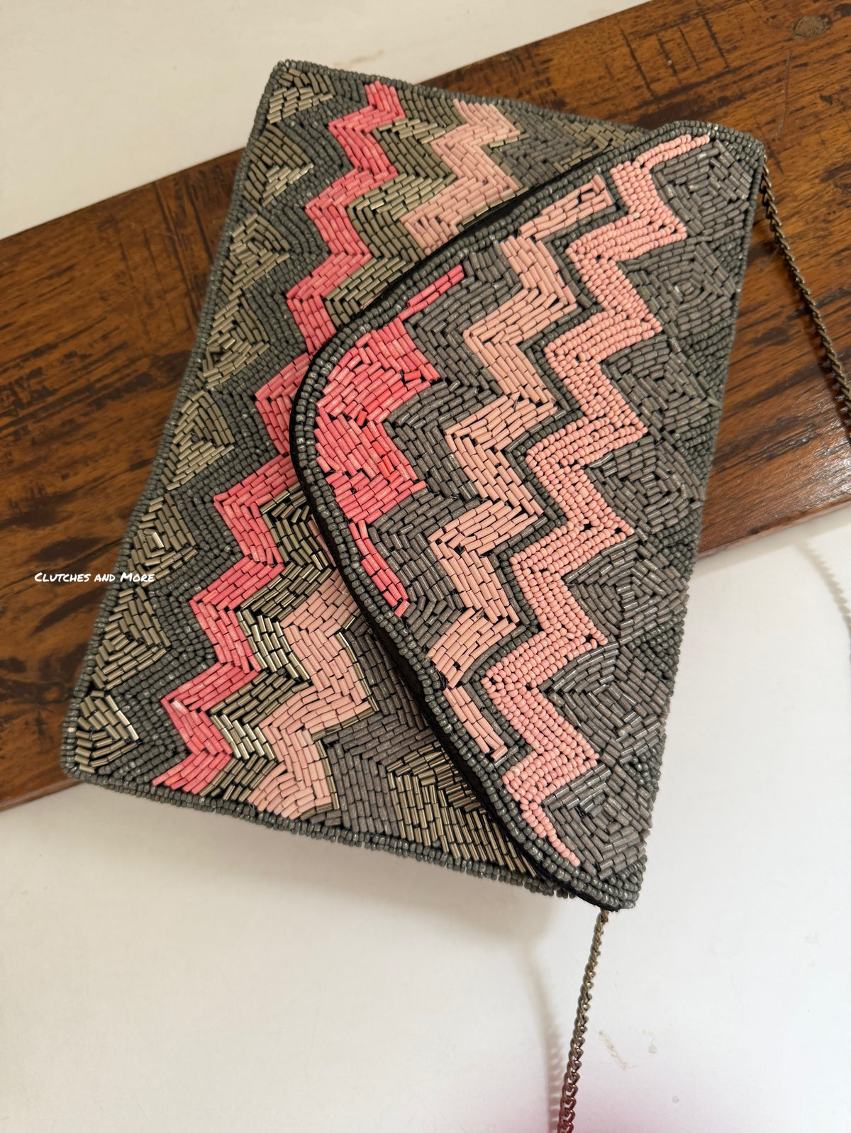 Grey Pink Envelope Bag