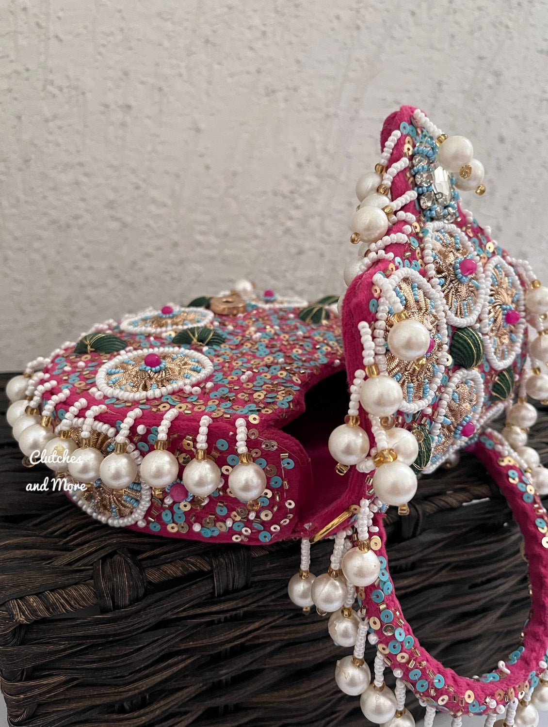 Boho Pearl Flap Bag Pink