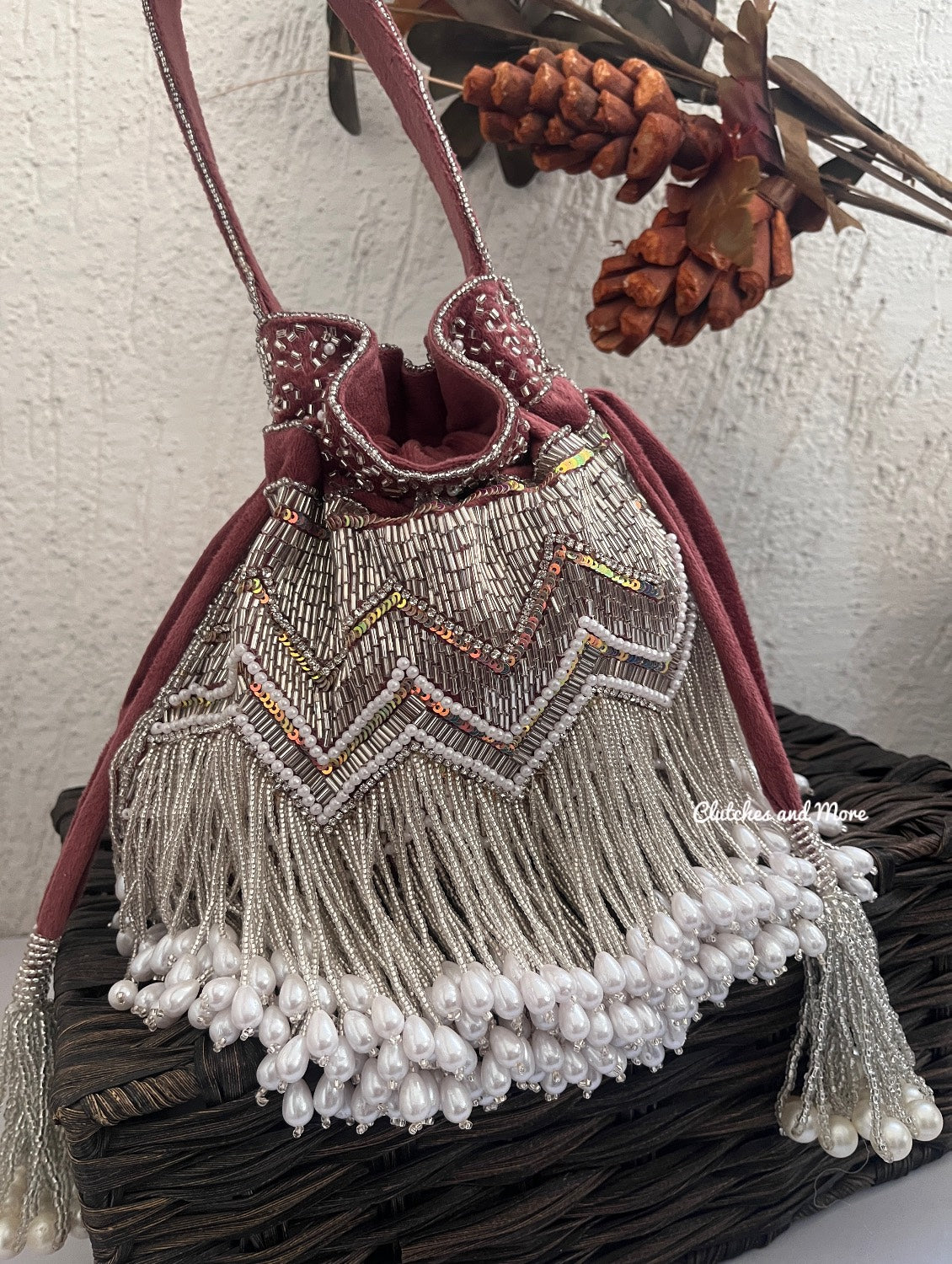 Premium Jhumka Potli Dark Onion color