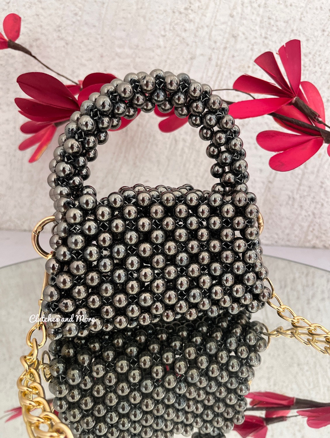 Mini Metallic Pearl Sling Grey
