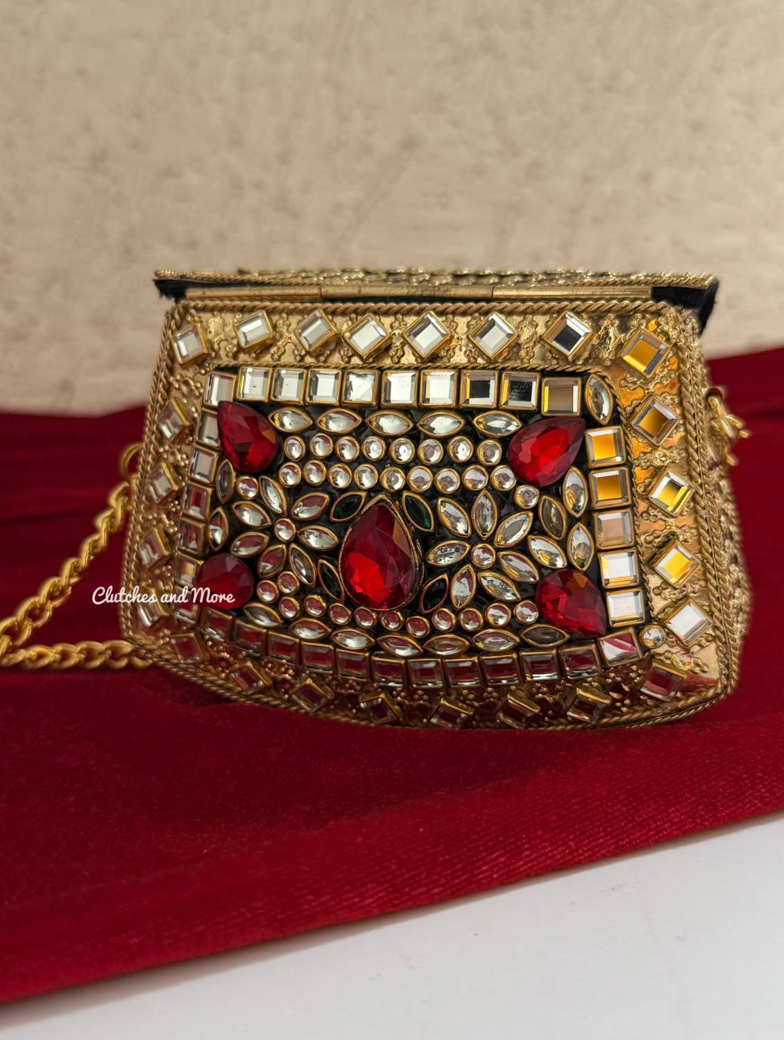 Kashish Kundan Brass Clutch Mini