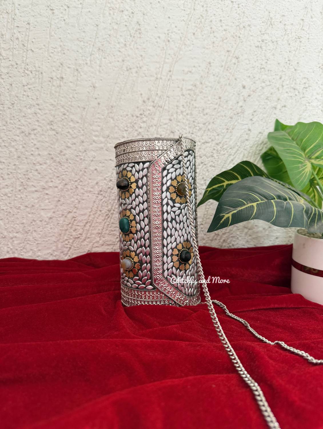 Sejal Cylindrical Boho Brass Clutch