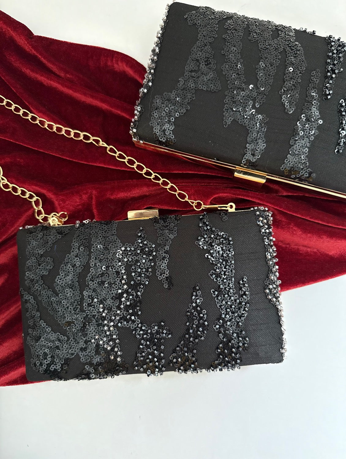 Black Shimmer Party Clutch