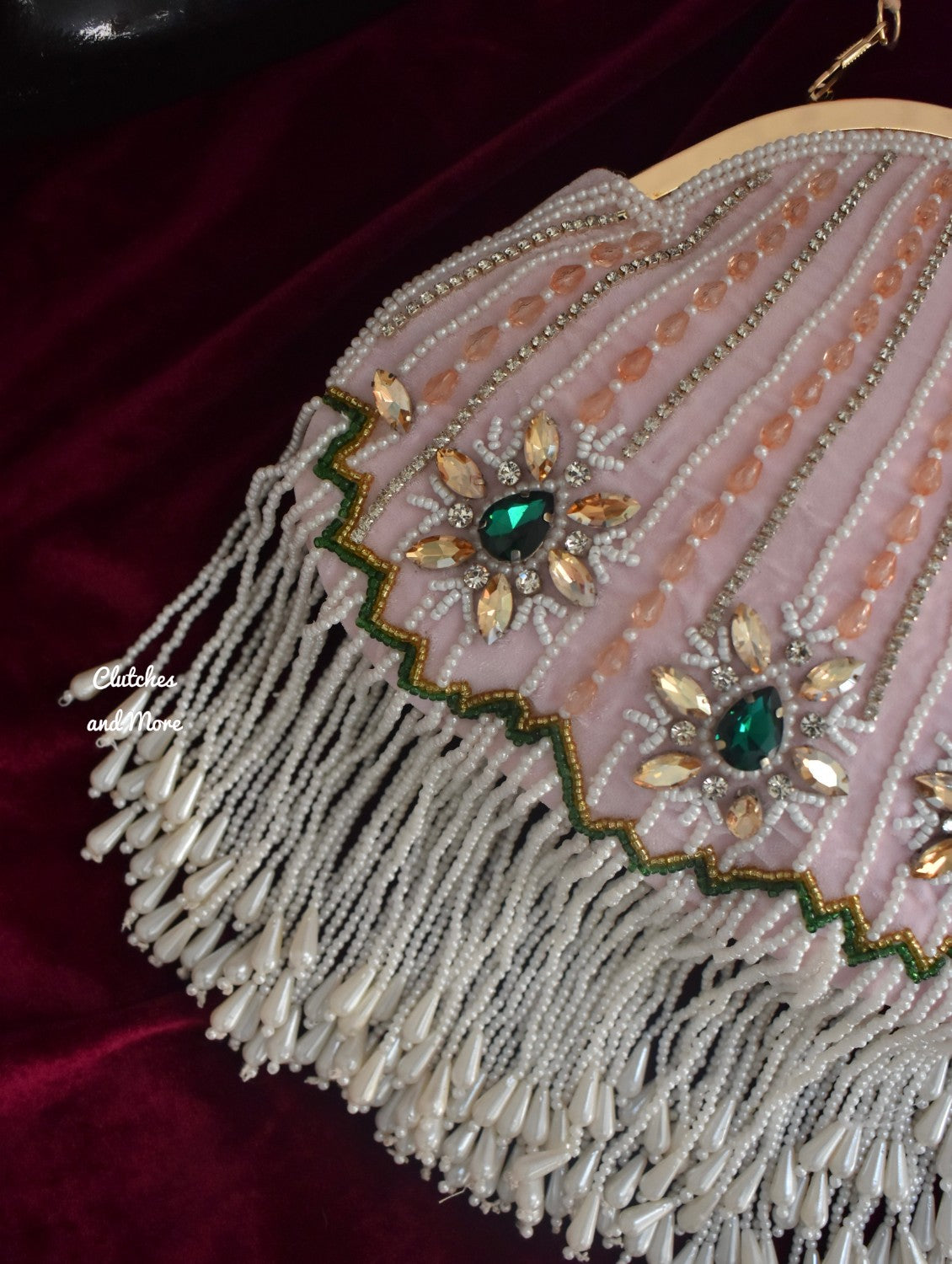Rimjhim Stone Studded Pink batua bag