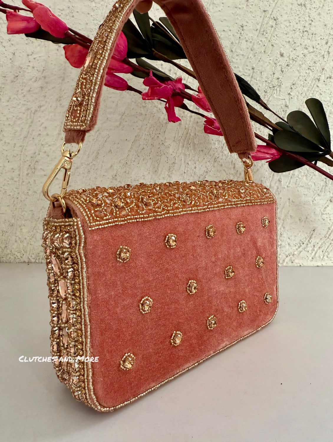 Gauhar Diamond Studded Bag Rose Gold
