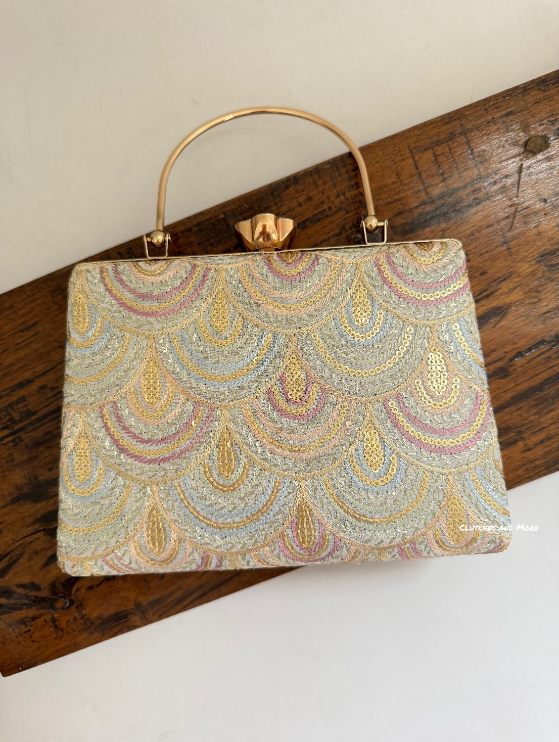 Rainbow Chikankari Bag Blue