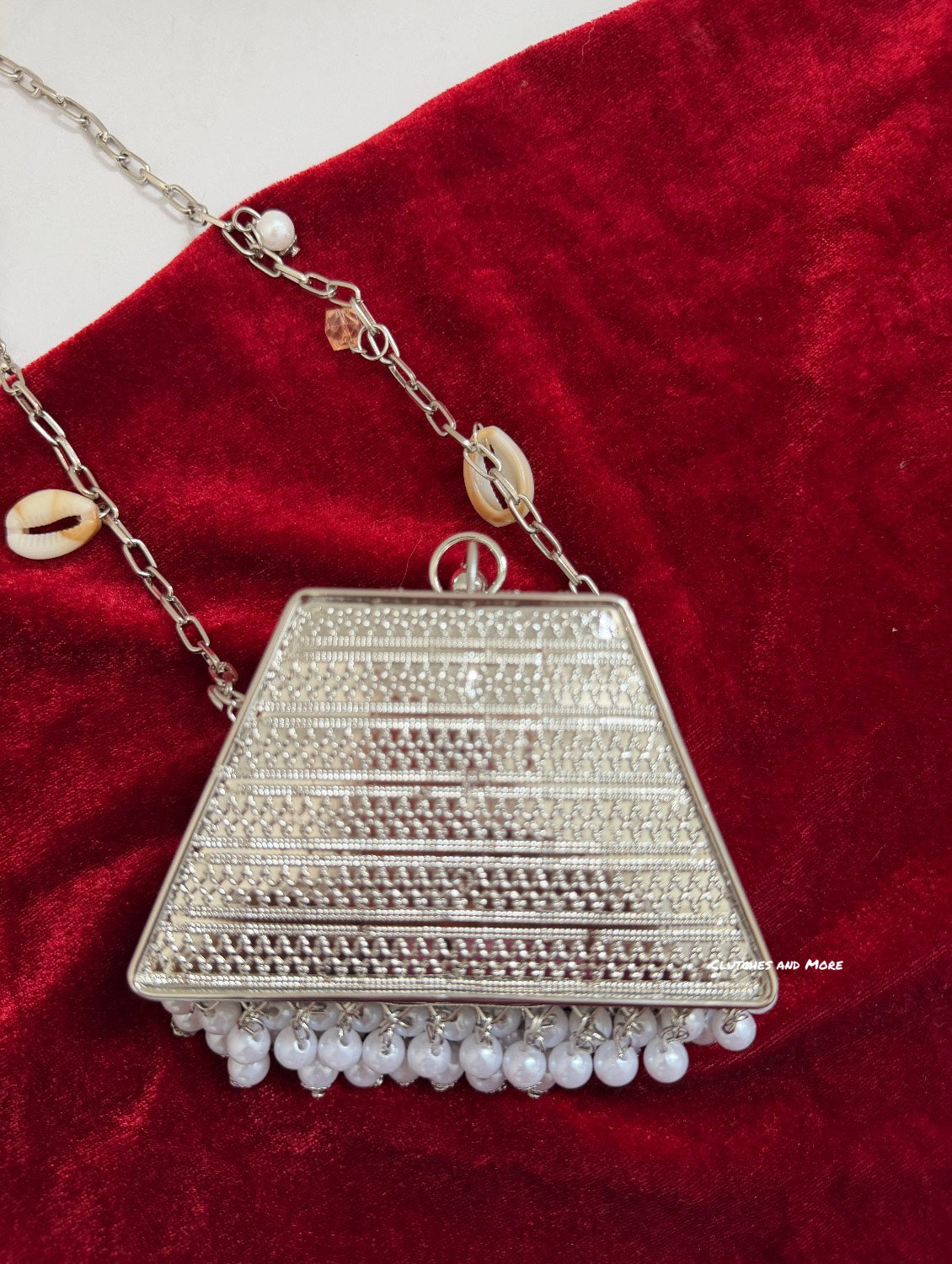 Mini MOP Brass Clutch Silver