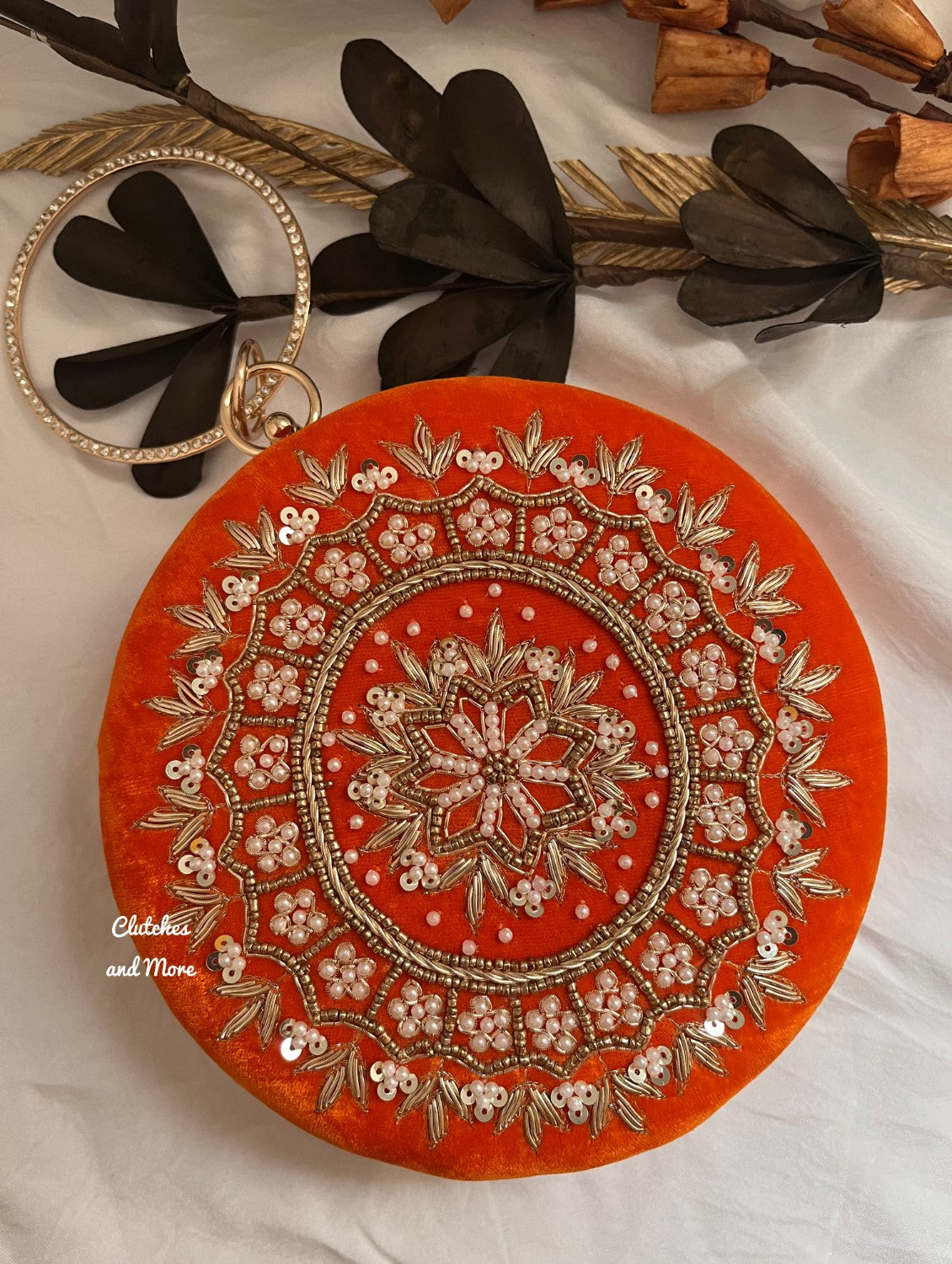 Chakra Orange Round Clutch