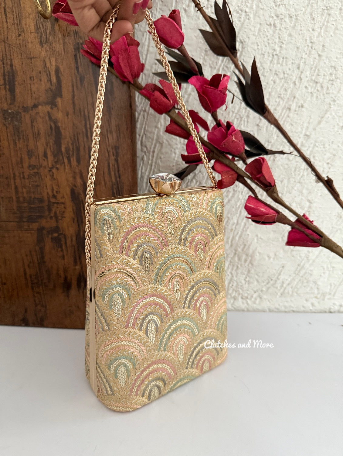 Ibadat Chikankari Bag Gold
