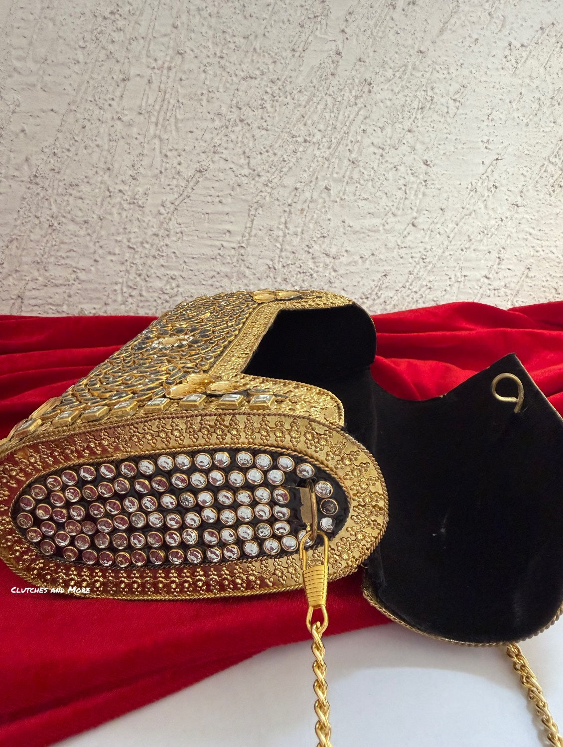 Kasika Kundan Brass Clutch Gold Nude