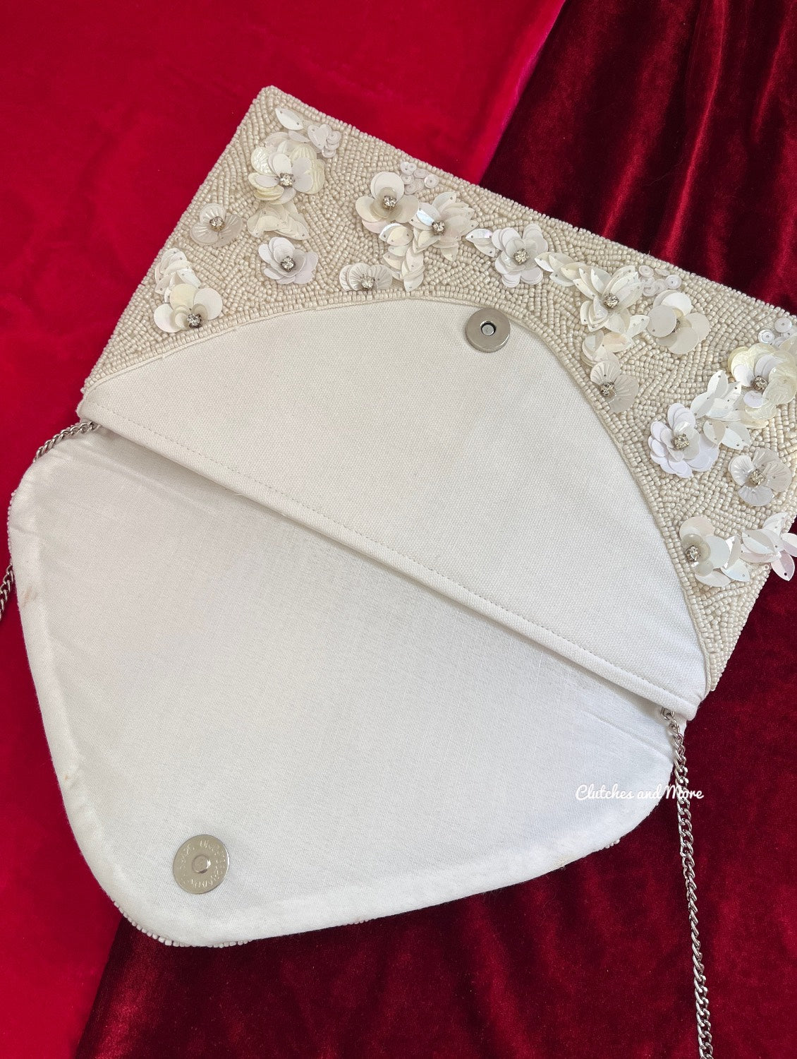 White Floral Envelope Bag