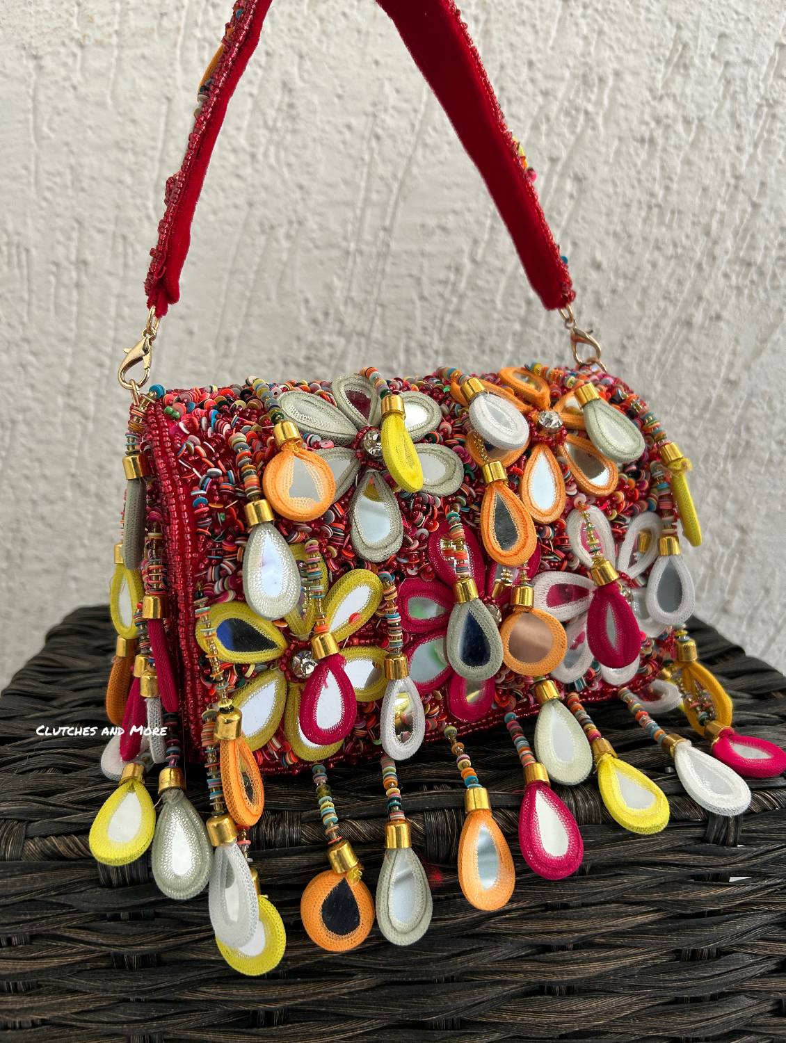 Mirror Flap Bag Multicolored ( Red Base )