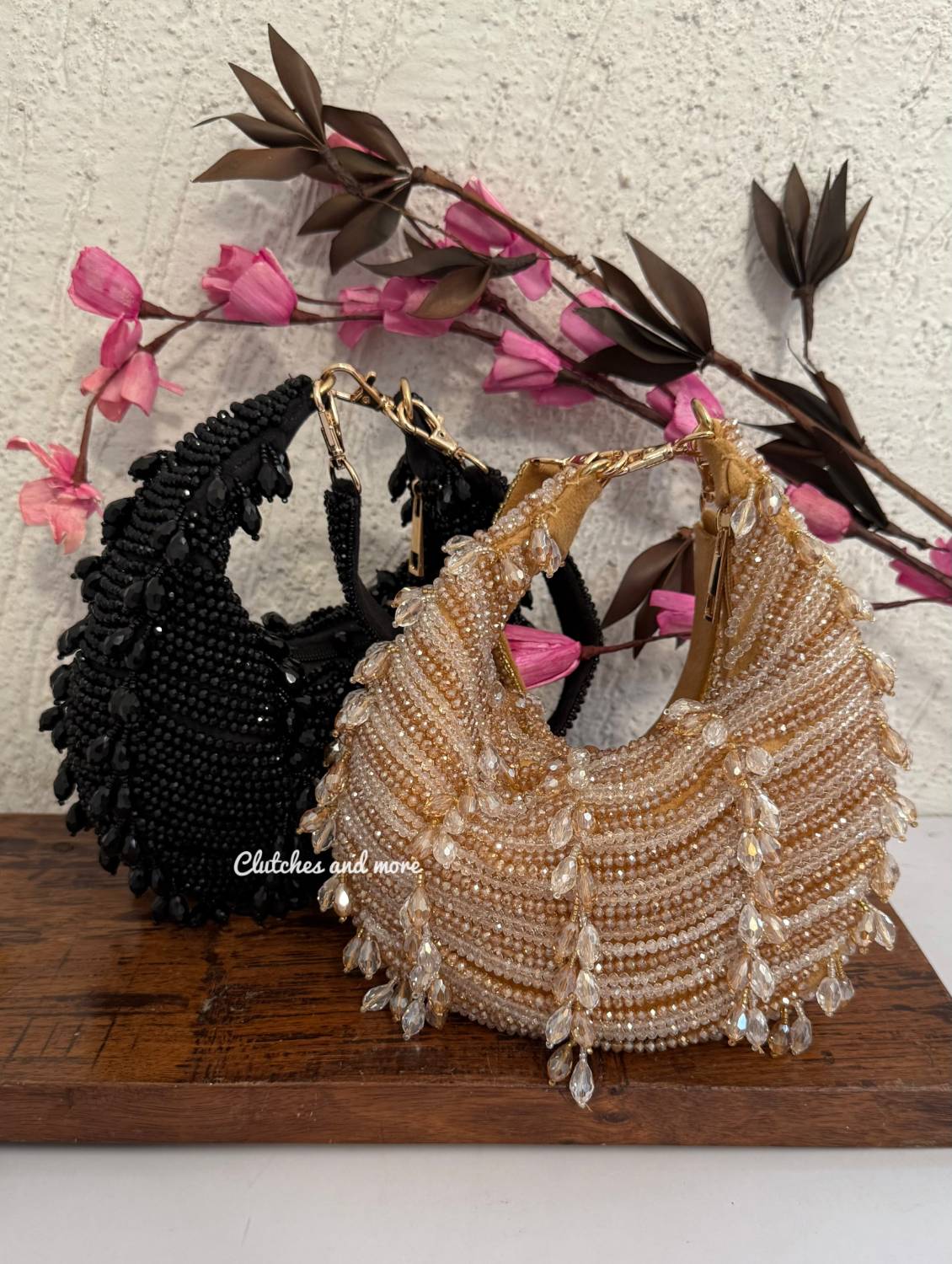 Aamna Moon Crystal Bag Black