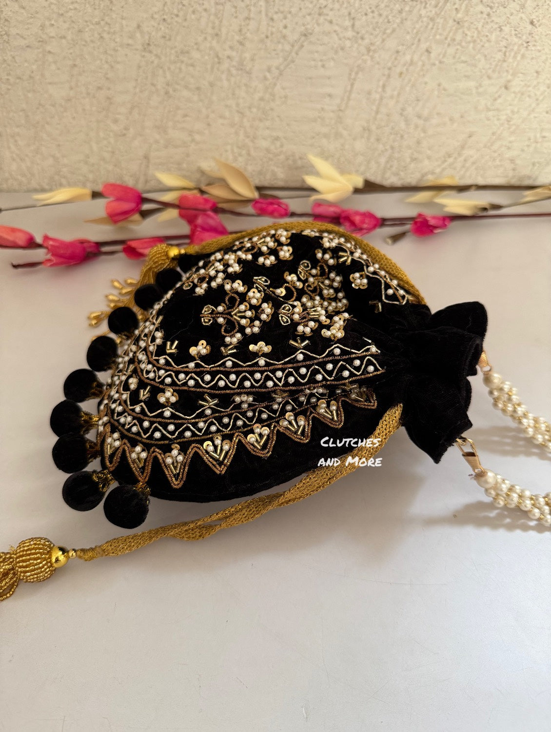 Black Ball Tassles Potli