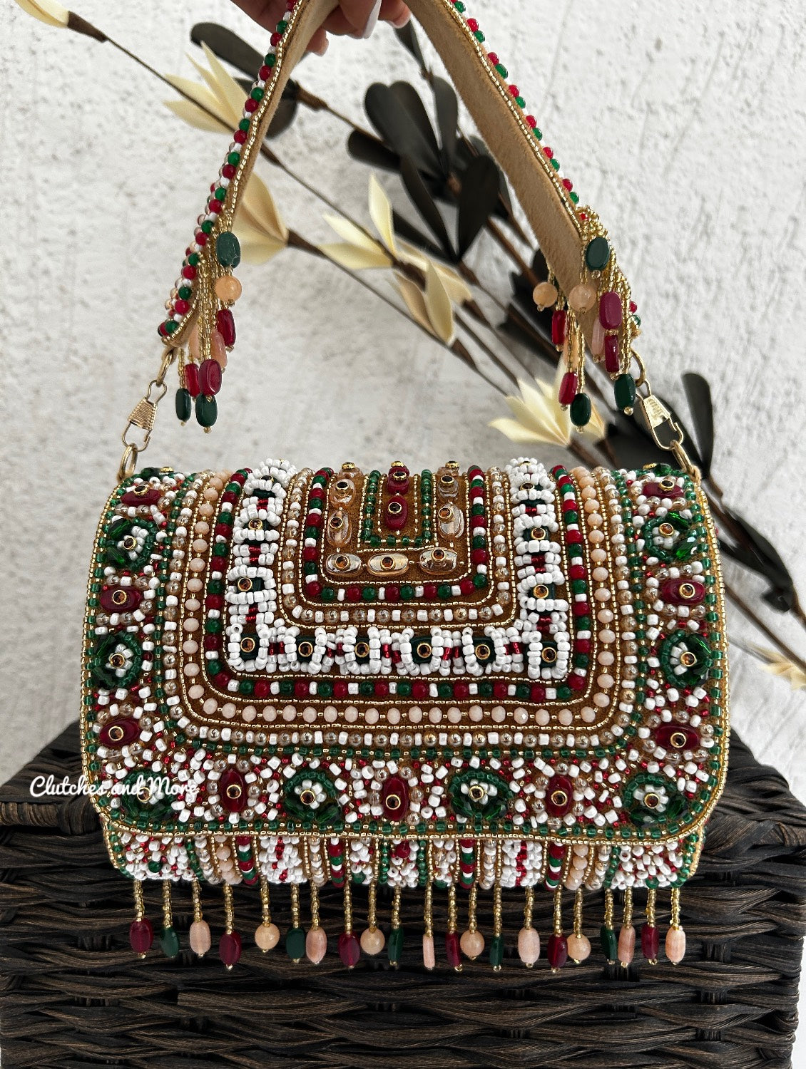 Luxe Multicolored Beaded Flap Bag
