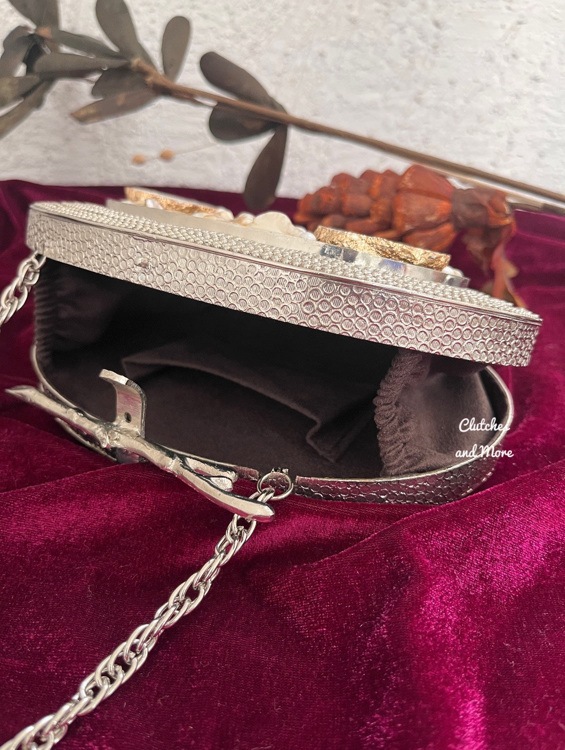 Silver Mother of pearl luxe clutch