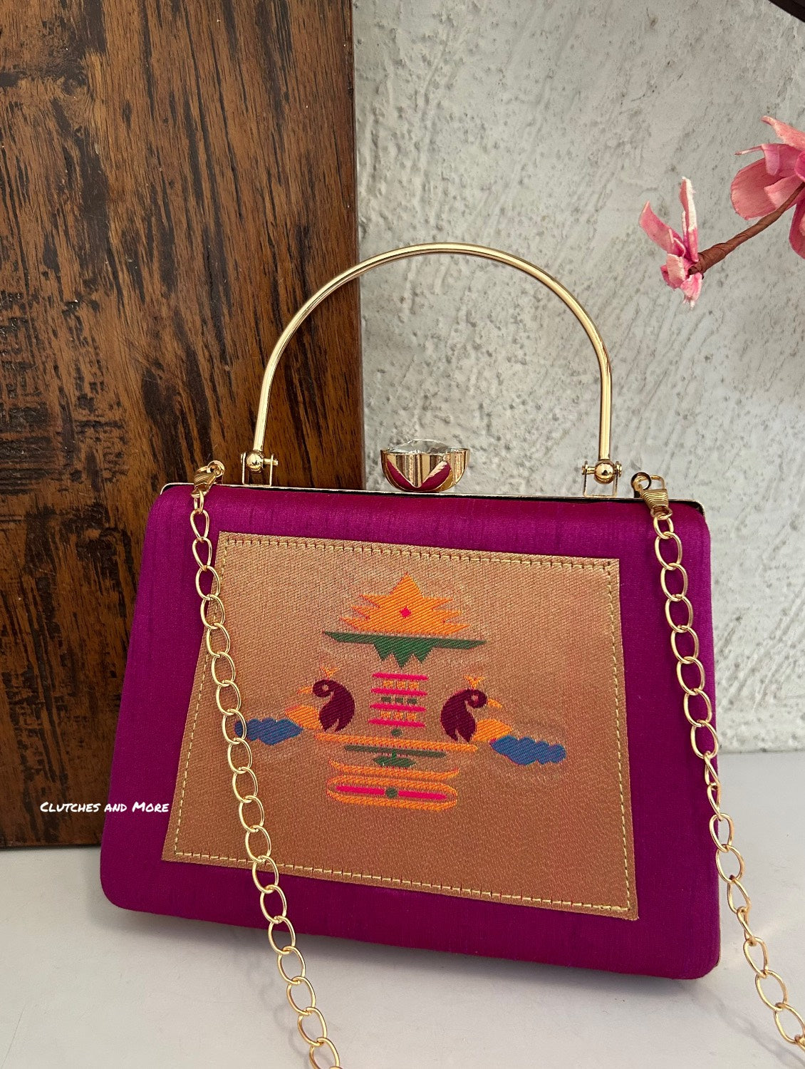 Paithani Clutch Purple