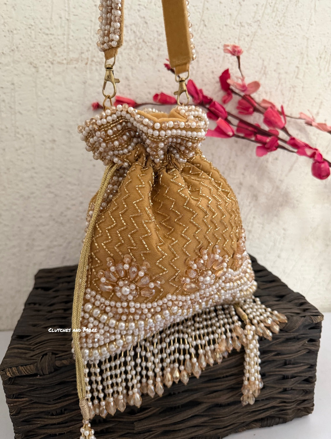 Mermaid Gold White Potli