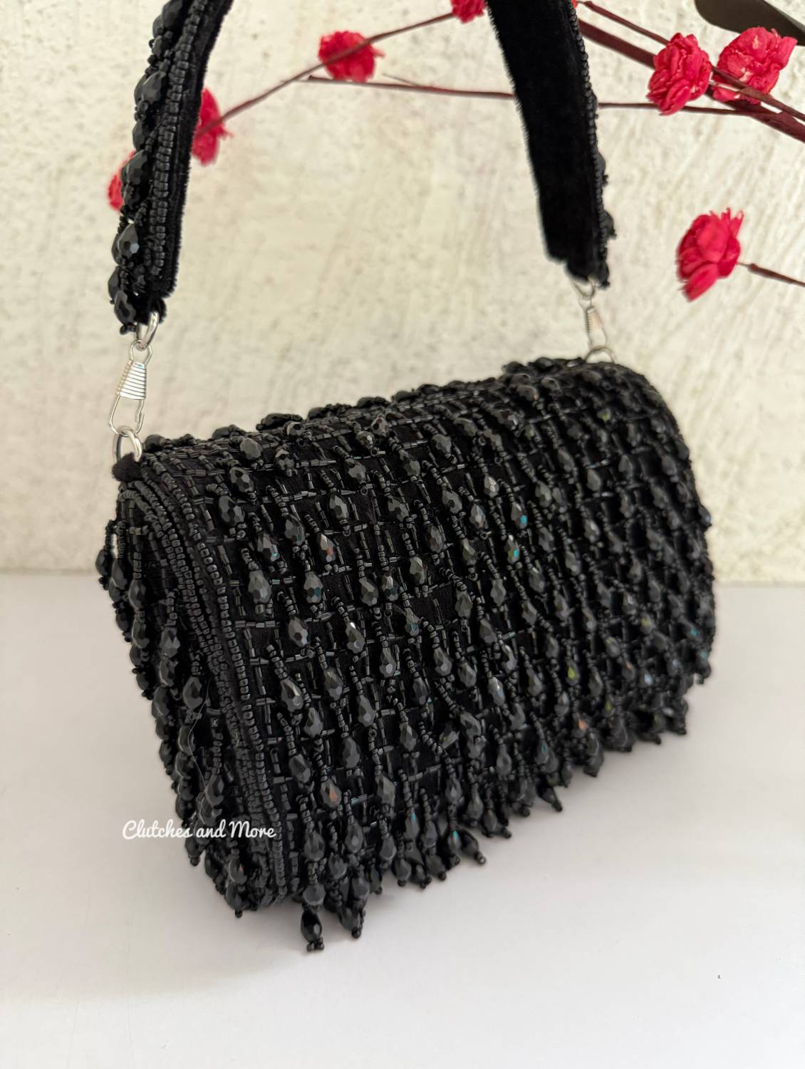 Anamika Black Crystal Flap Bag