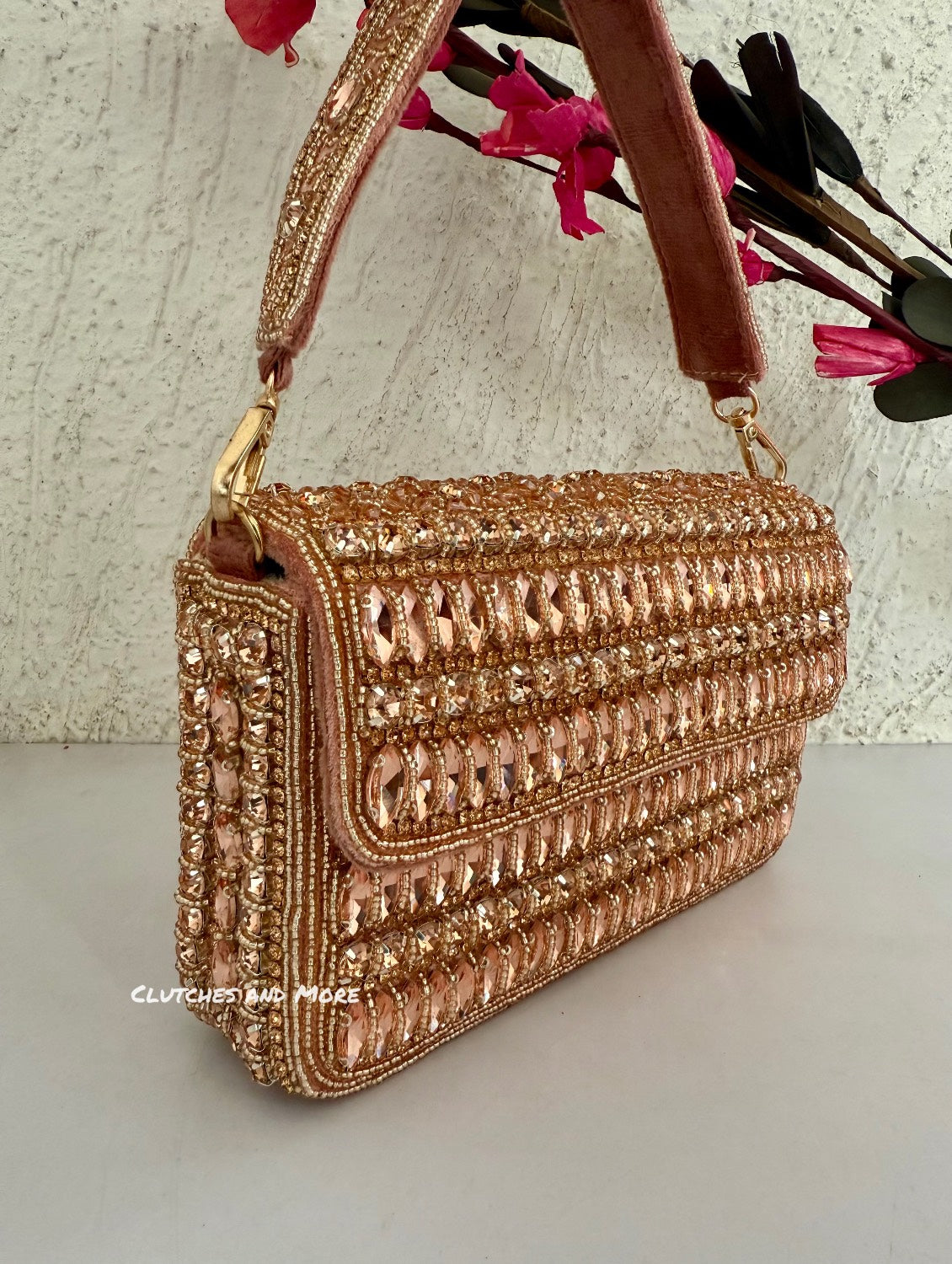 Gauhar Diamond Studded Bag Rose Gold