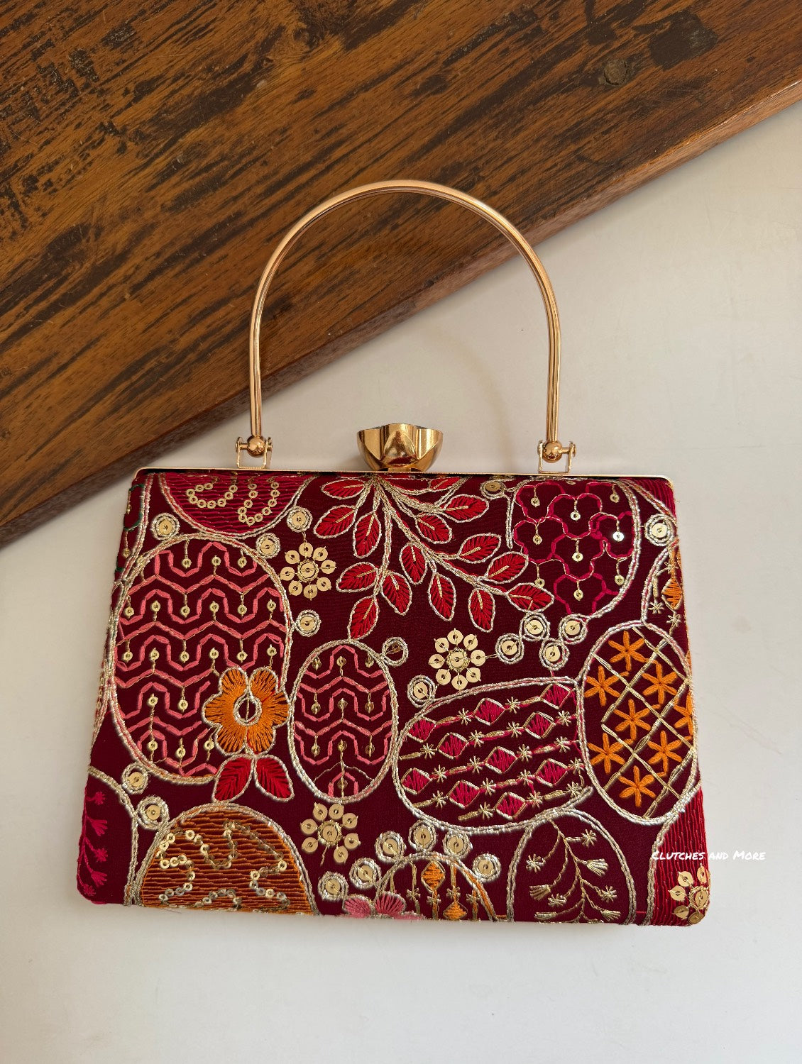 Lakhnawi Chikankari Bag Maroon