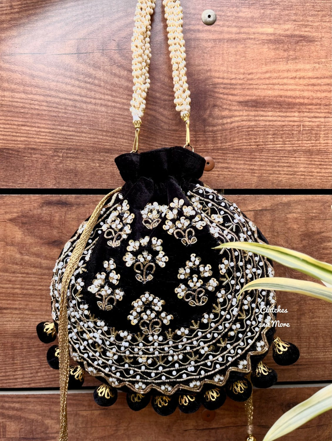 Black Ball Tassles Potli