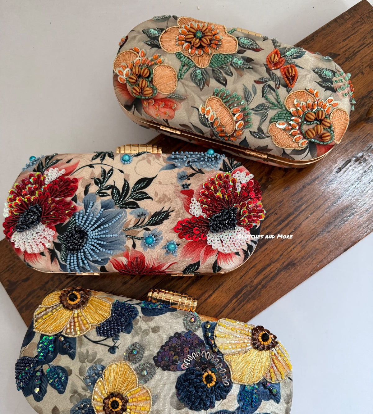Poppy Floral Capsule Clutch Red Blue Multicoloured