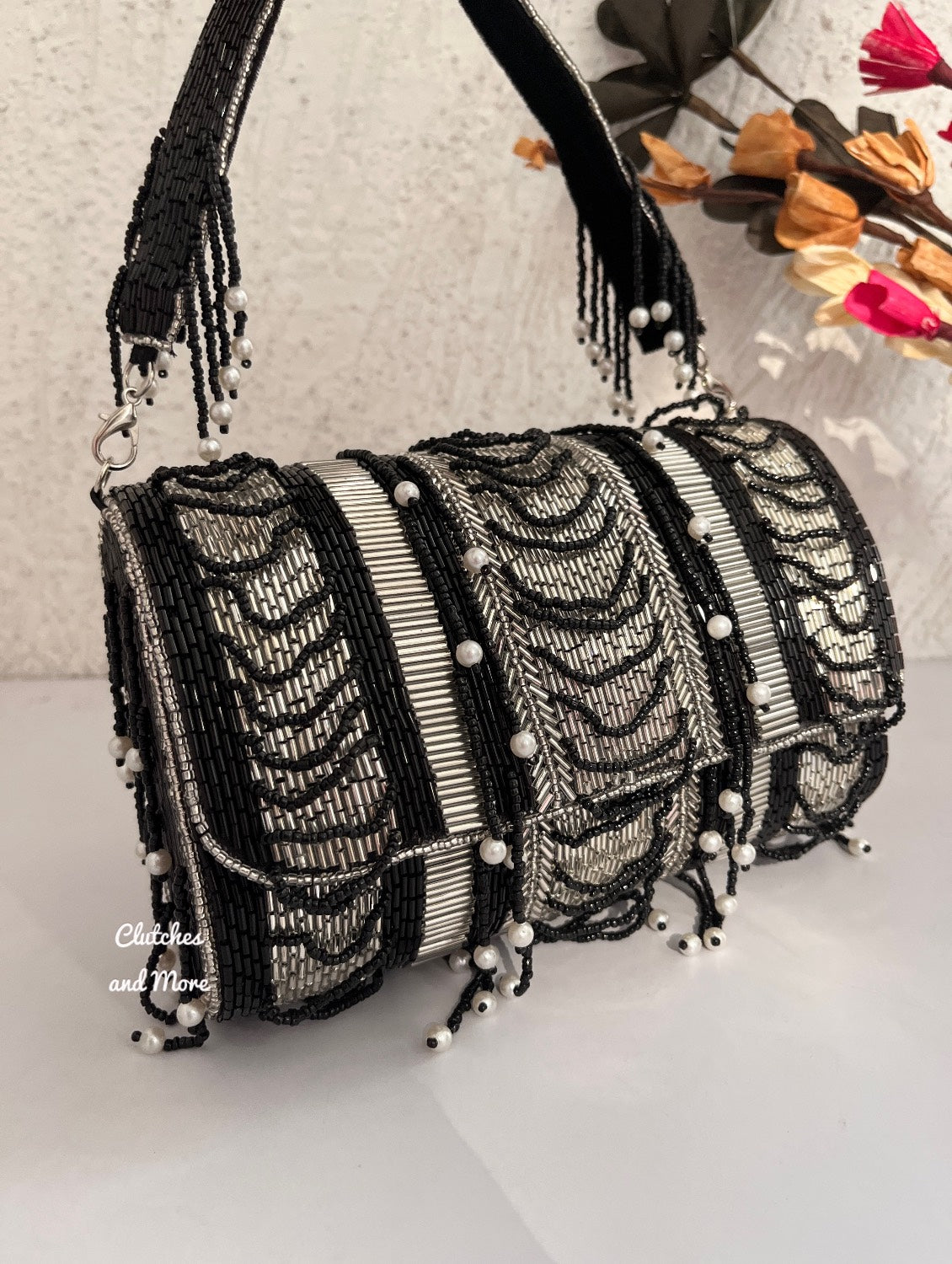 Amara Black Silver Flap Bag