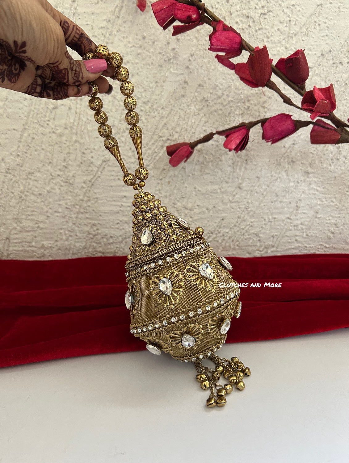 Mini Metal Potli Bag Dark Gold