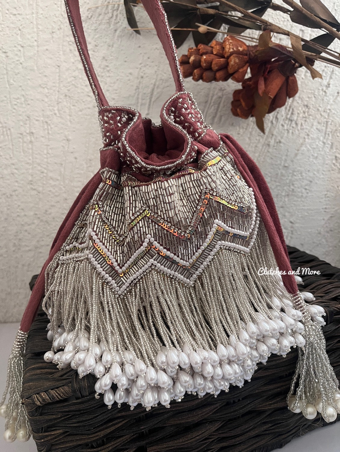 Premium Jhumka Potli Dark Onion color