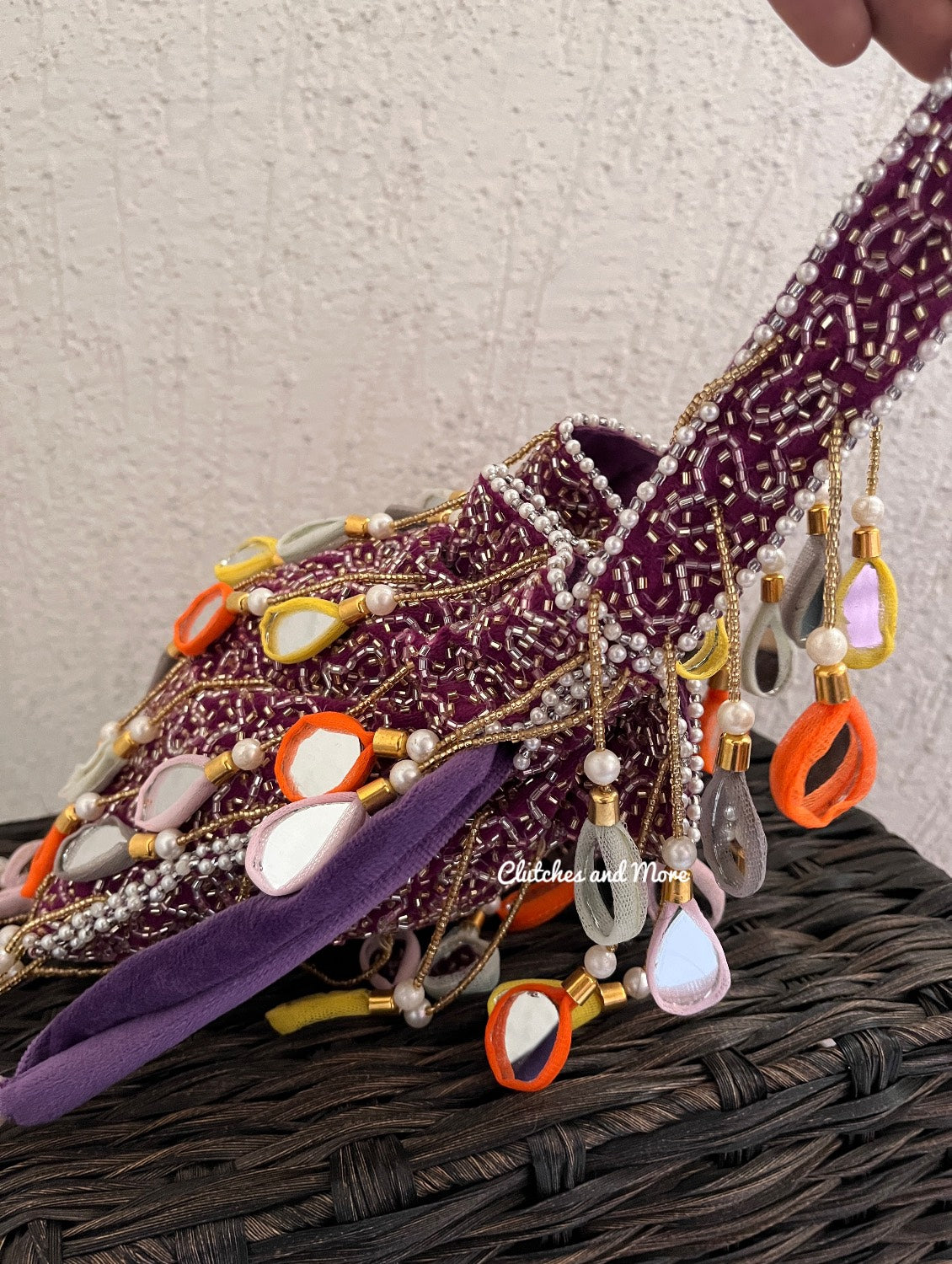 Mirror Tassel Potli Multicoloured (Purple Base)