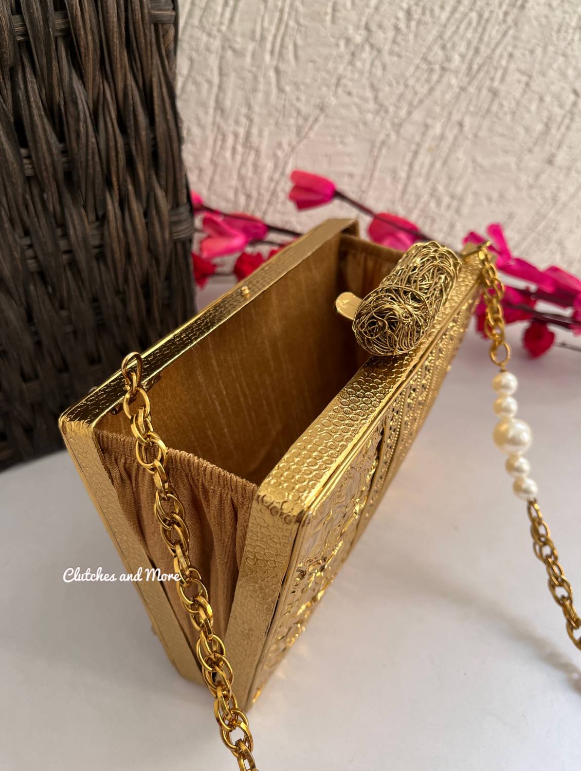 Christina Mother of pearl luxury clutch Gold