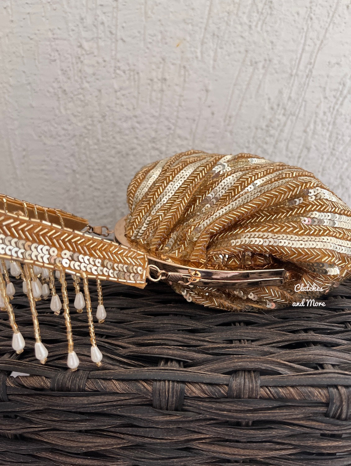 Gold Crystal Batua Bag