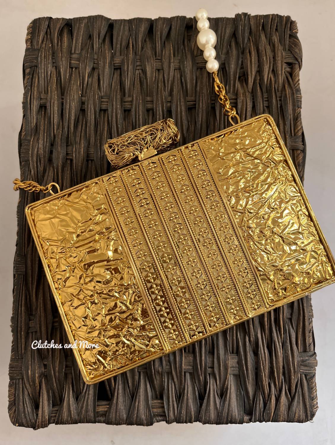 Christina Mother of pearl luxury clutch Gold