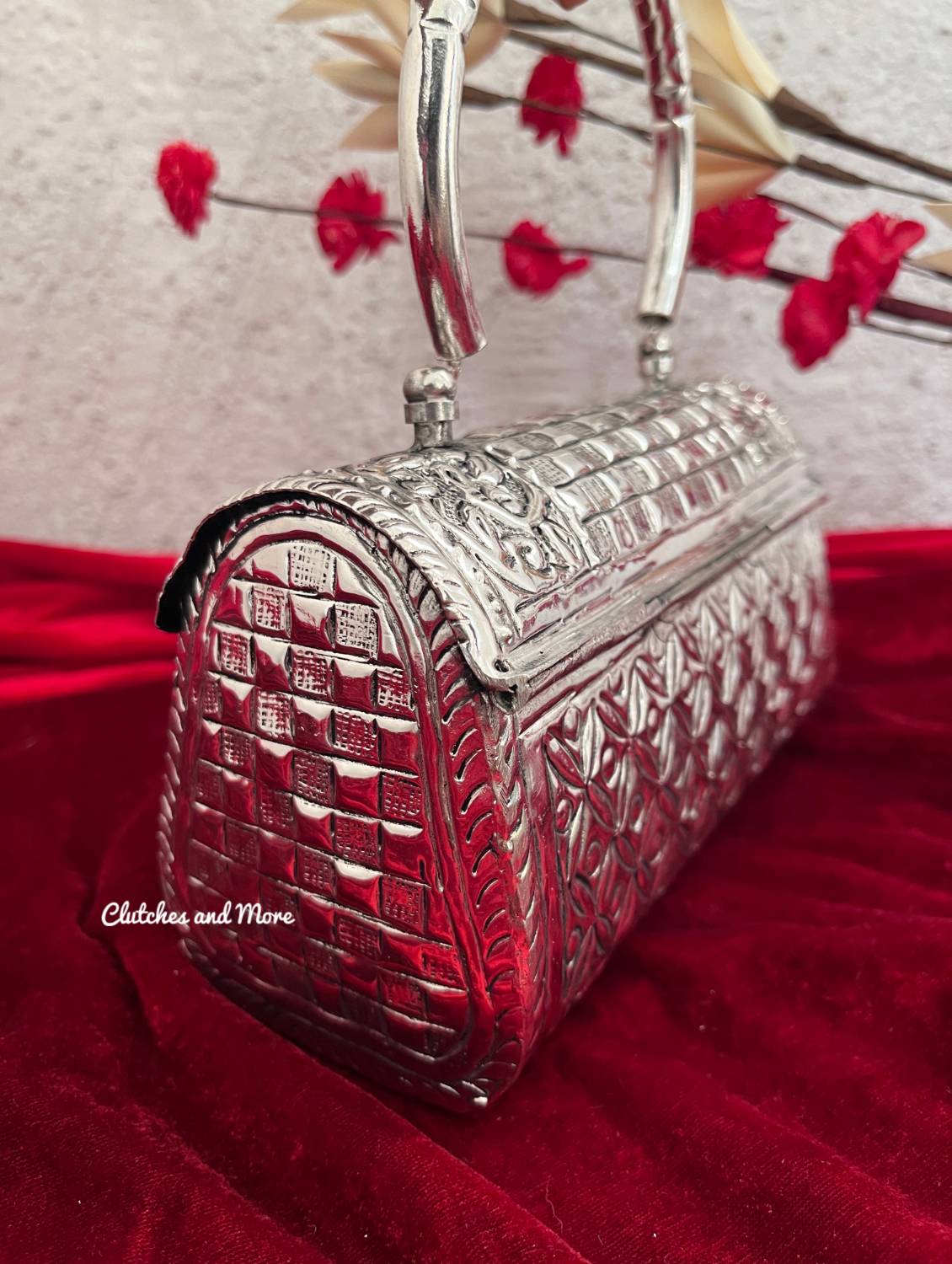 Laila Silver Brass Clutch With Handle
