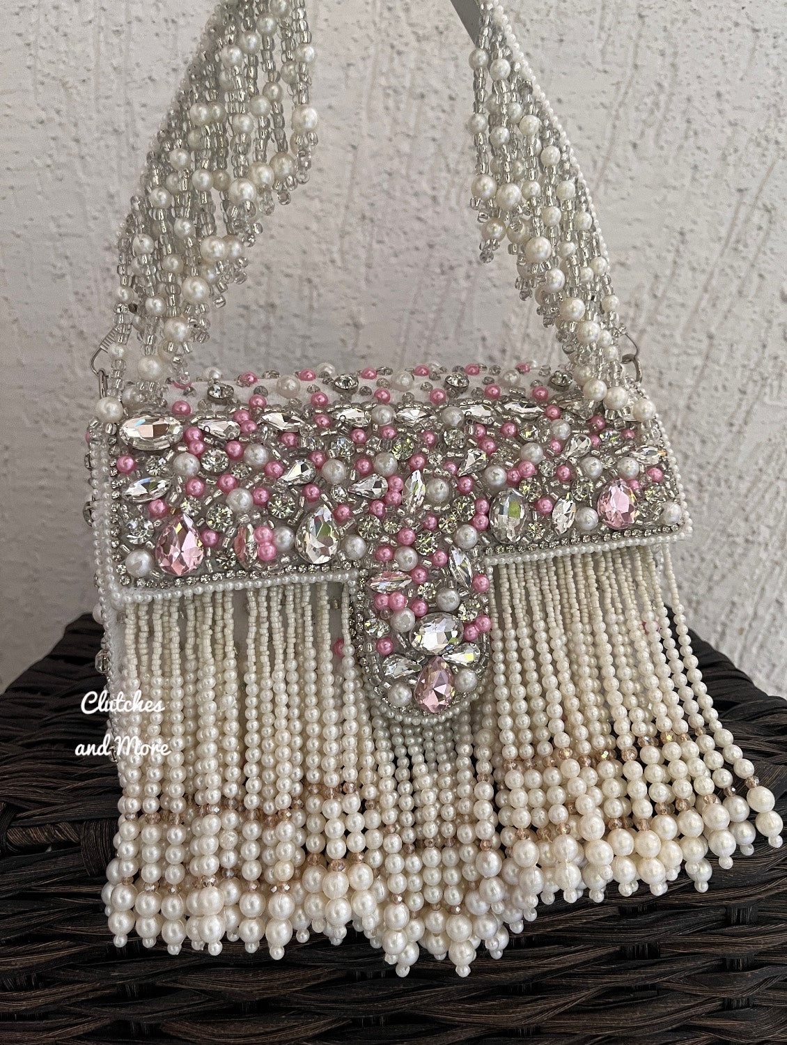 Premium Tassle Box clutch White